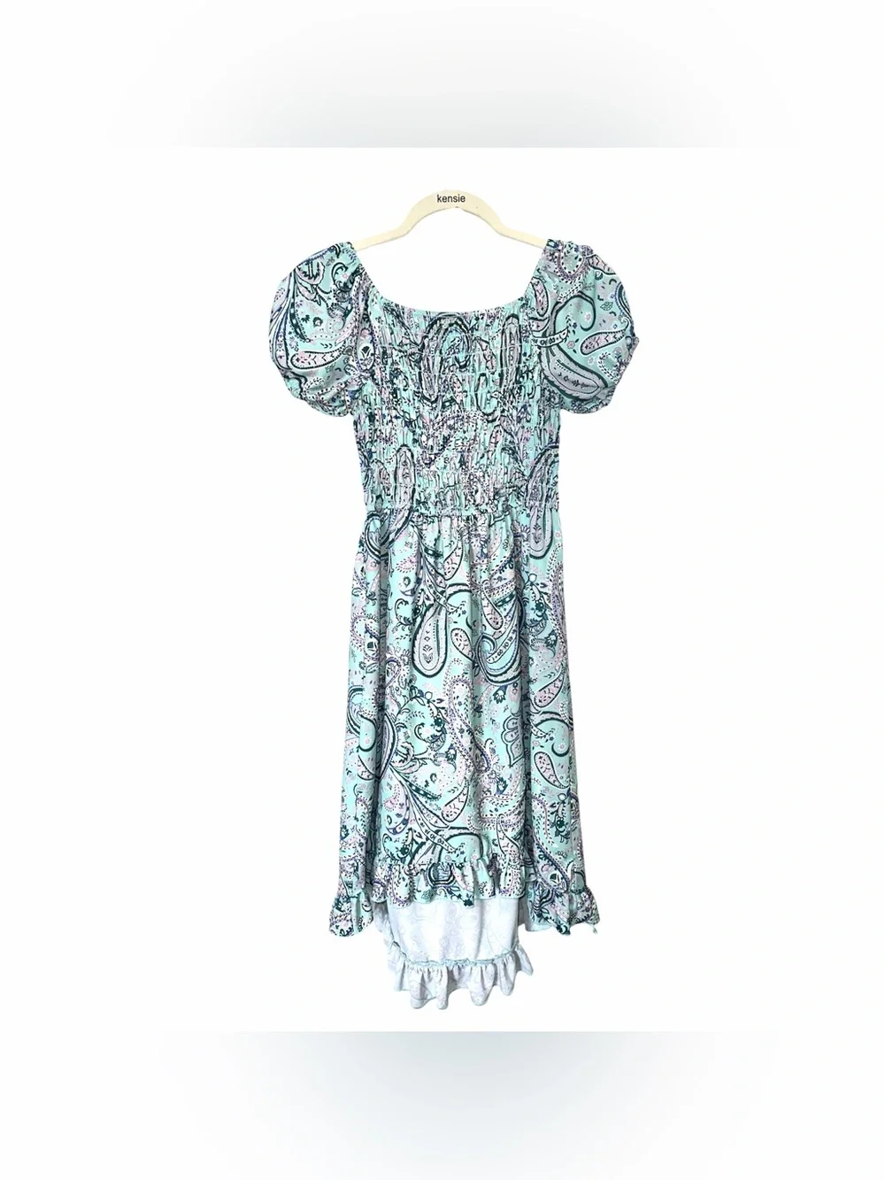 AVA AND YELLY | Paisley Puff Sleeve Smocked Ruffled Dress (Big Girls) Sz 16 EUC